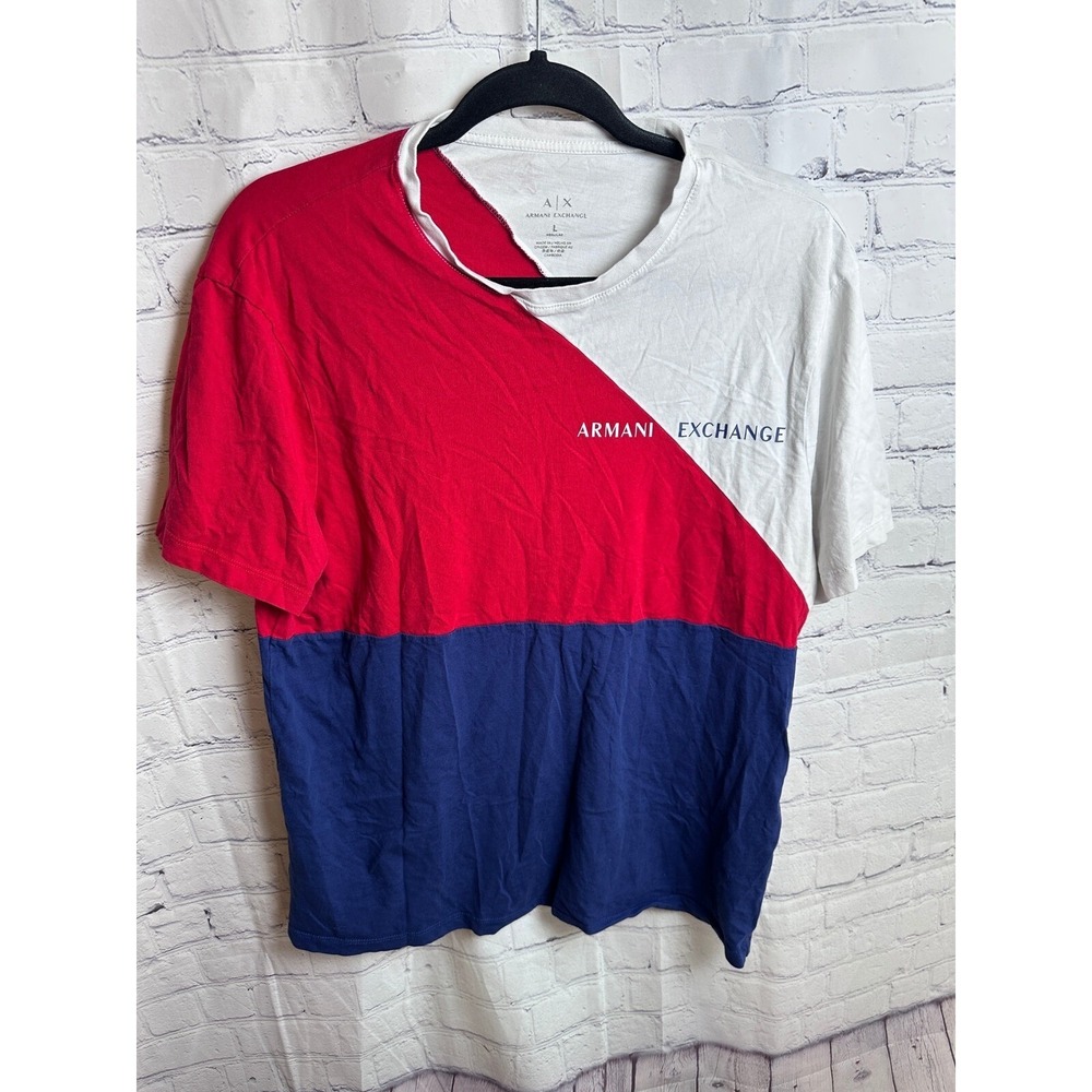 Armani Exchange Color Block T-Shirt Short Sleeve Crew Neck Casual Large